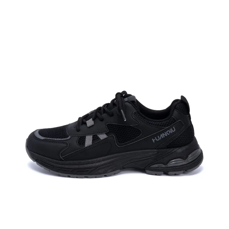 HUANQIU Abrasion Resistant Breathable Height Increasing Low Top Chunky Sneakers Men's Black Gray-0