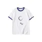White with Navy Blue Edge