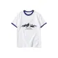 White with Navy Blue Edge