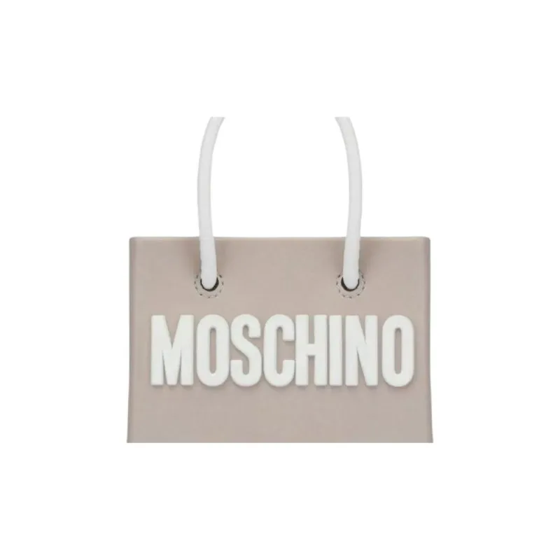 MOSCHINO Calfskin Tote Bag Shopping Bag Handbag Shoulder Bag Mini Women's Light Brown-3