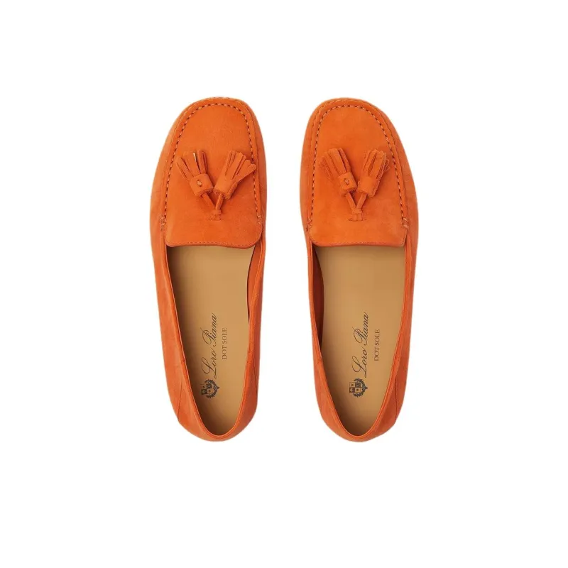 Loro Piana Dot Sole Walk Gommino Loafers Women's Orange-4