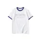 White with Navy Blue Edge