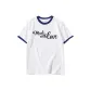 White with Navy Blue Edge