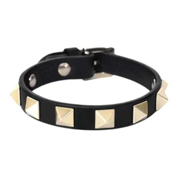 Valentino Leather Bracelets Unisex Black