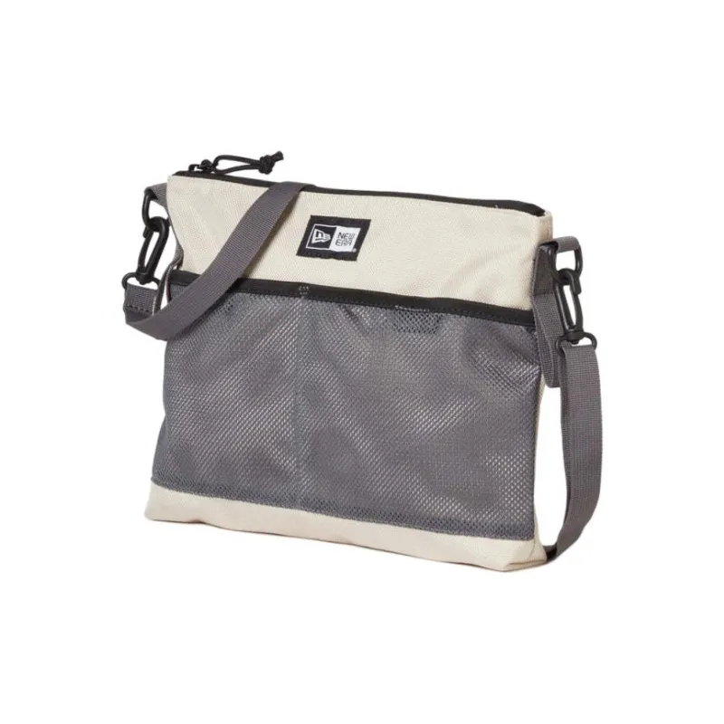 New Era Polyester Shoulder Bag, Crossbody Bag Unisex Beige & Gray-1