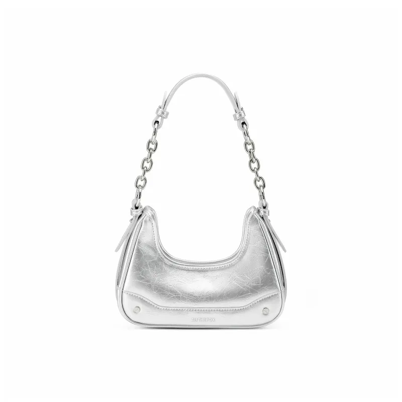 ALI THE FOX Synthetic Leather Underarm Shoulder Bag Women's Laser Silver/Deep Black/Ecru/Rose Pink-1