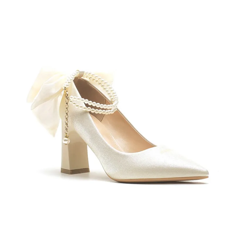 KATHRYN WILSON Chunky Heel High Heels Women's Apricot-1