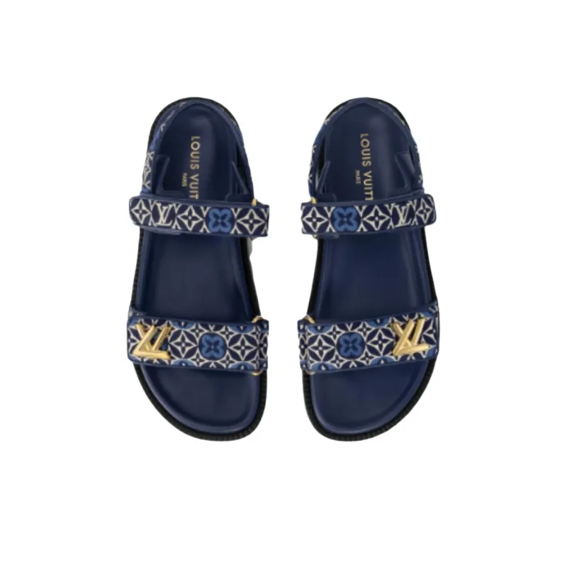LOUIS VUITTON Sunset Comfort Beach Sandals Women's Blue-3