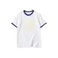 White with Navy Blue Edge