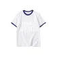 White with Navy Blue Edge