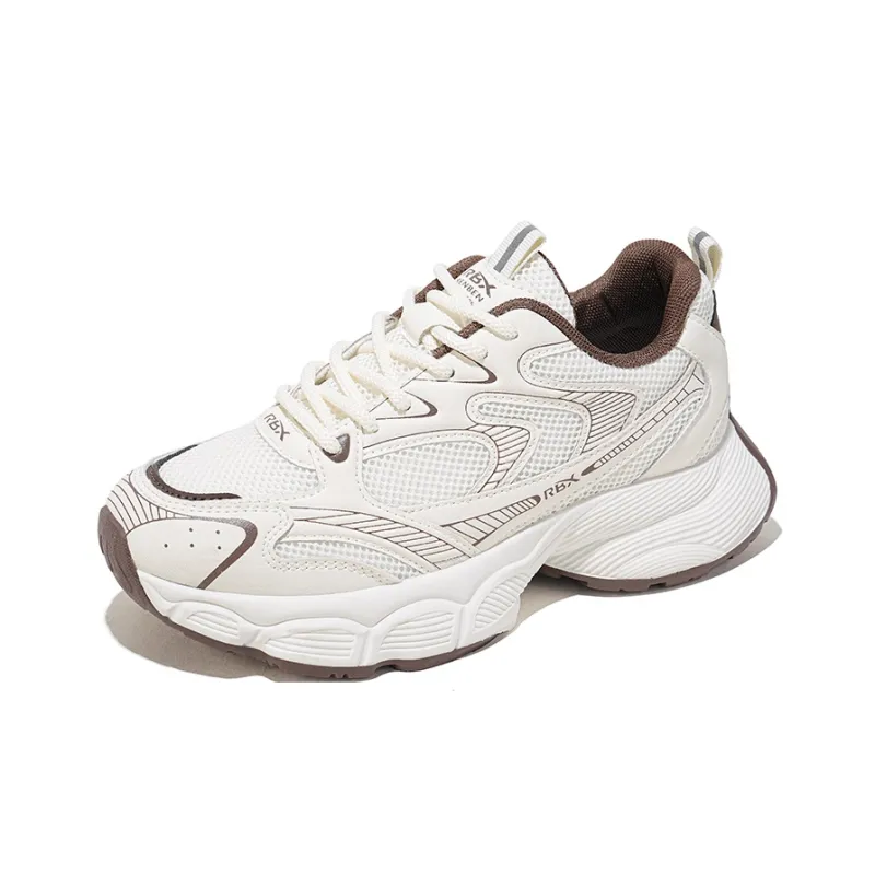 RENBEN Breathable Lightweight Height Increasing Low Top Chunky Sneakers Women's Beige-2