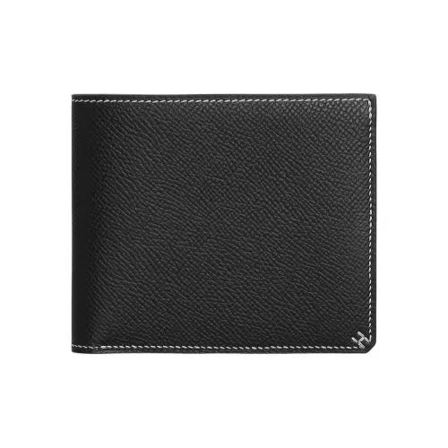 HERMES Epsom Calfskin Wallet Men's 89 Noir Black