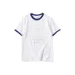 White with Navy Blue Edge