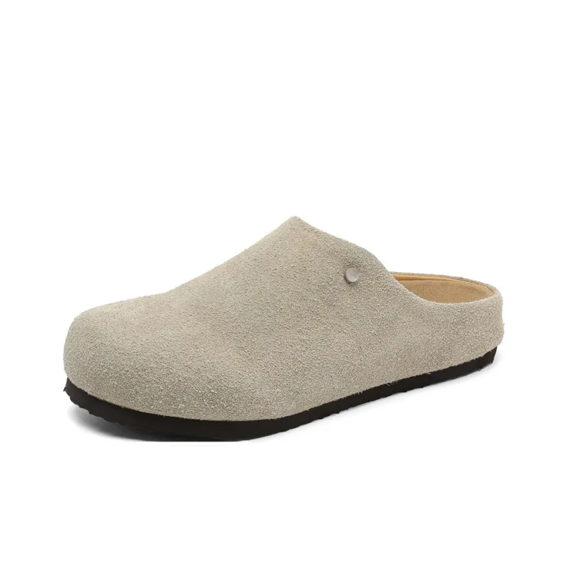 WEISHIBANGWEI Rubber Sole Slip Resistant Closed Toe Slippers Unisex Beige-7