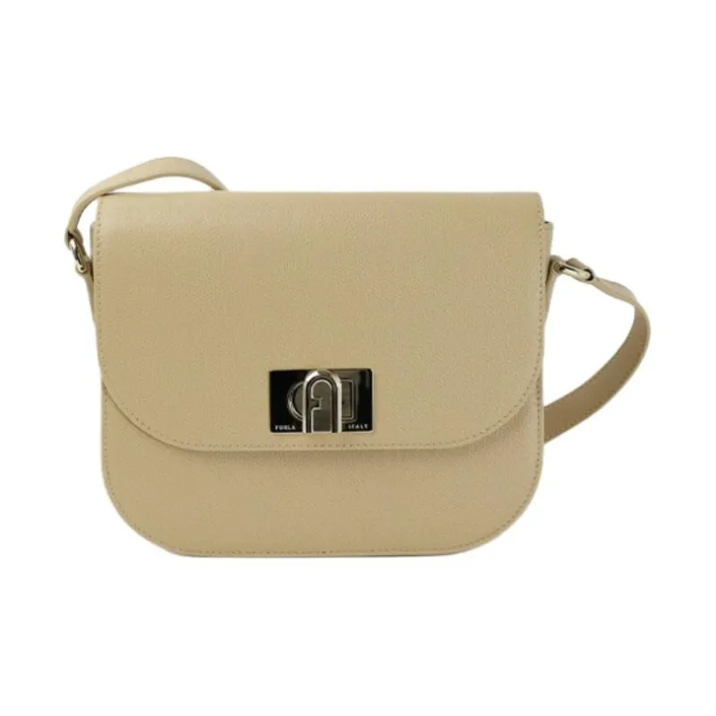 Furla Leather Crossbody Bag, Shoulder Bag Trumpets Women's Beige-0