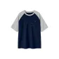 Navy Blue & White Heather Gray