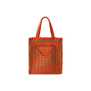 PRADA Viscose Handbag Women's Orange Red With Charcoal Candy