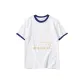 White with Navy Blue Edge