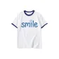 White with Navy Blue Edge