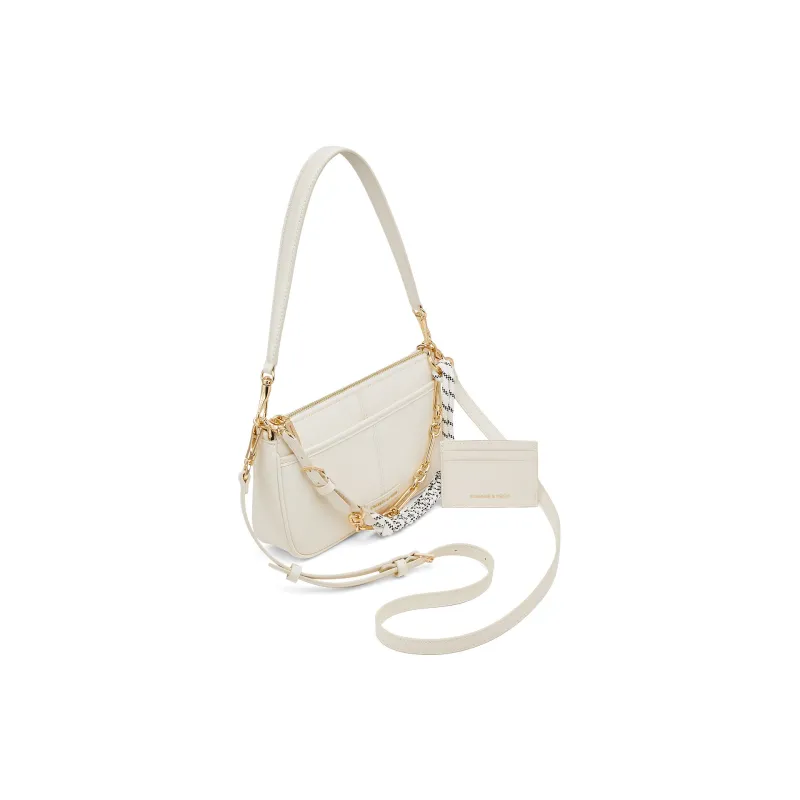 CHARLES&KEITH PU Crossbody Bag, Shoulder Bag Trumpets Women's Cream Milk White/Black-2