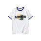 White with Navy Blue Edge