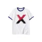 White with Navy Blue Edge