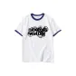 White with Navy Blue Edge