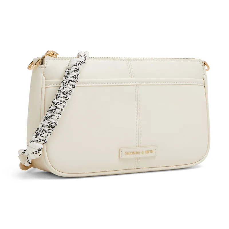 CHARLES&KEITH PU Crossbody Bag, Shoulder Bag Trumpets Women's Cream Milk White/Black-1