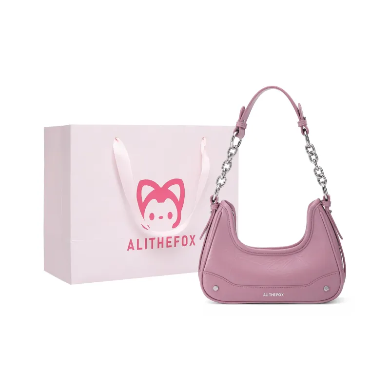 ALI THE FOX Synthetic Leather Underarm Shoulder Bag Women's Laser Silver/Deep Black/Ecru/Rose Pink-19