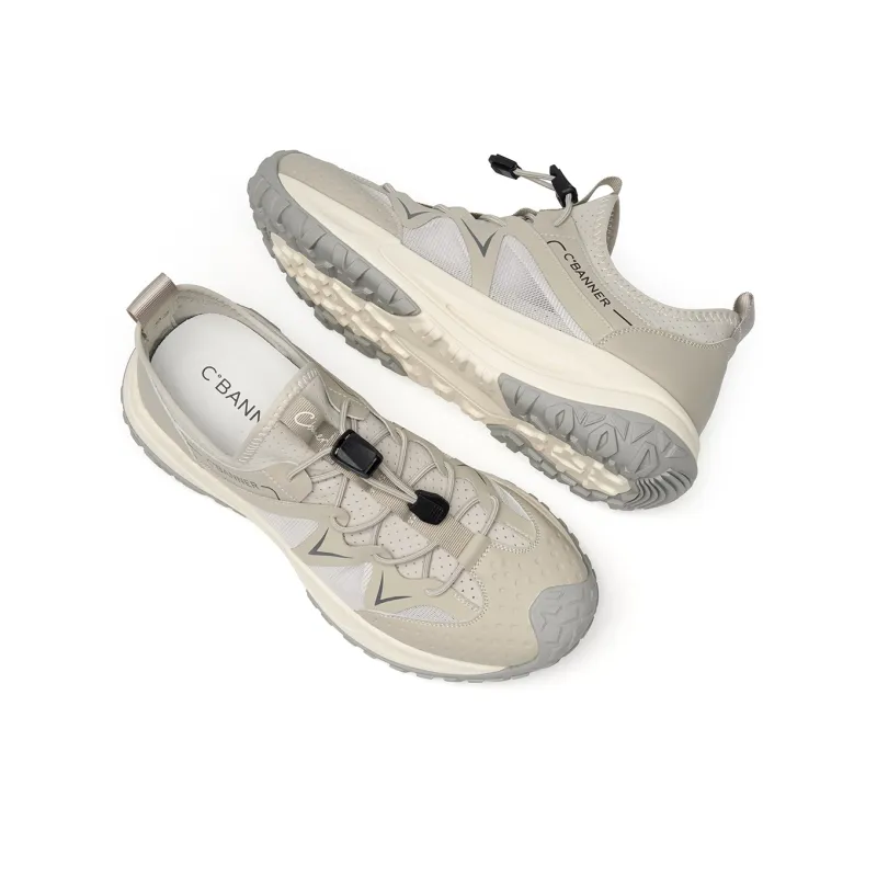 C°BANNER Breathable And Lightweight Low Top Casual Shoes Men's Ecru-3