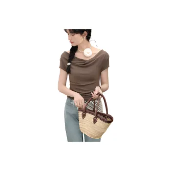 Alxnan T Shirts Women's Light Coffee