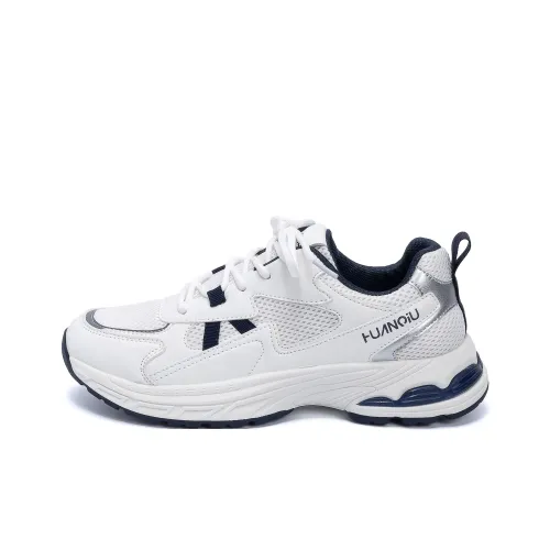 HUANQIU Abrasion Resistant Coverage Lightweight Low Top Chunky Sneakers Men's White Blue