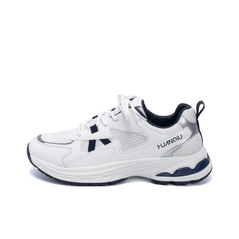 HUANQIU Abrasion Resistant Coverage Lightweight Low Top Chunky Sneakers Men's White Blue-0