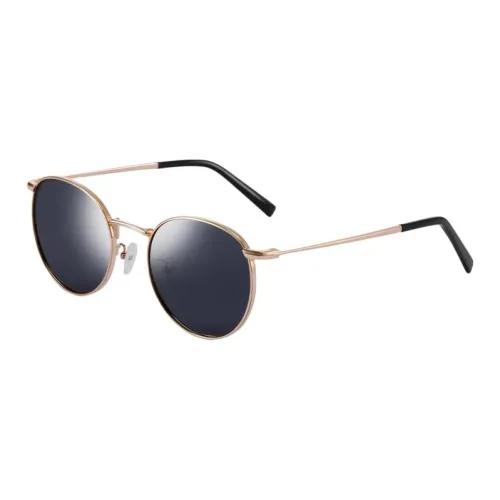 LASHION Alloy Round Sunglasses Women's Gold Frame Polarized Gray
