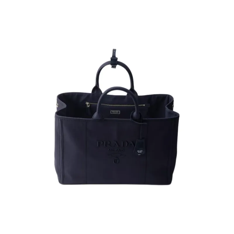 PRADA Cotton Tote Bag, Shopping Bag, Shoulder Bag, Handbag Extra Large Men's Sea Blue-3