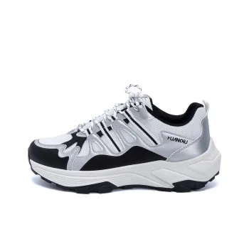 HUANQIU Abrasion Resistant Coverage Lightweight Low Top Chunky Sneakers Men's White Silver