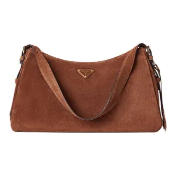 PRADA Cow Leather Shoulder Bag Tubas Women's Cocoa Brown