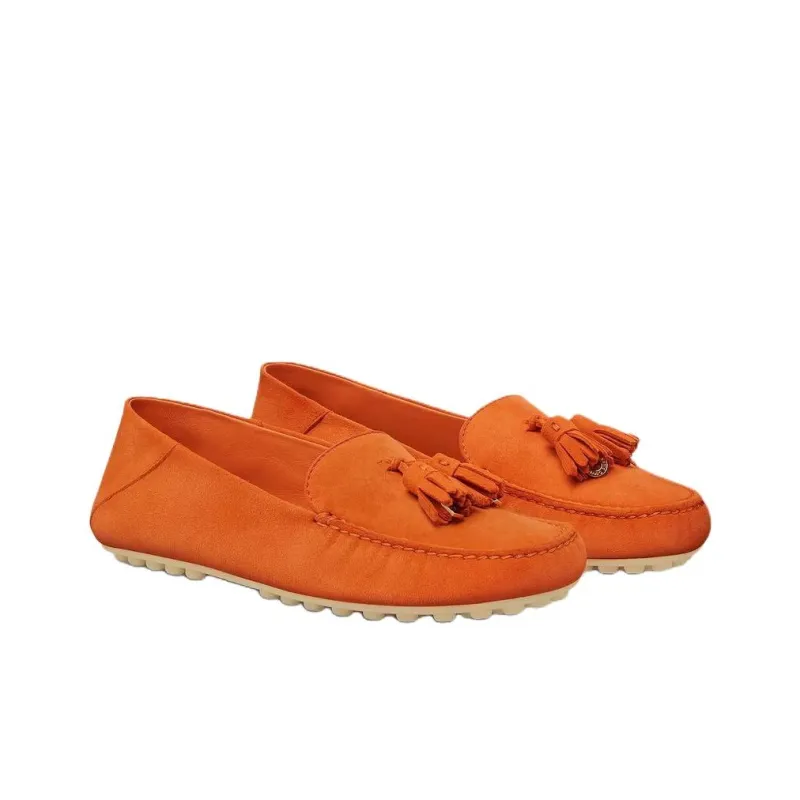 Loro Piana Dot Sole Walk Gommino Loafers Women's Orange-2