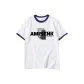 White with Navy Blue Edge