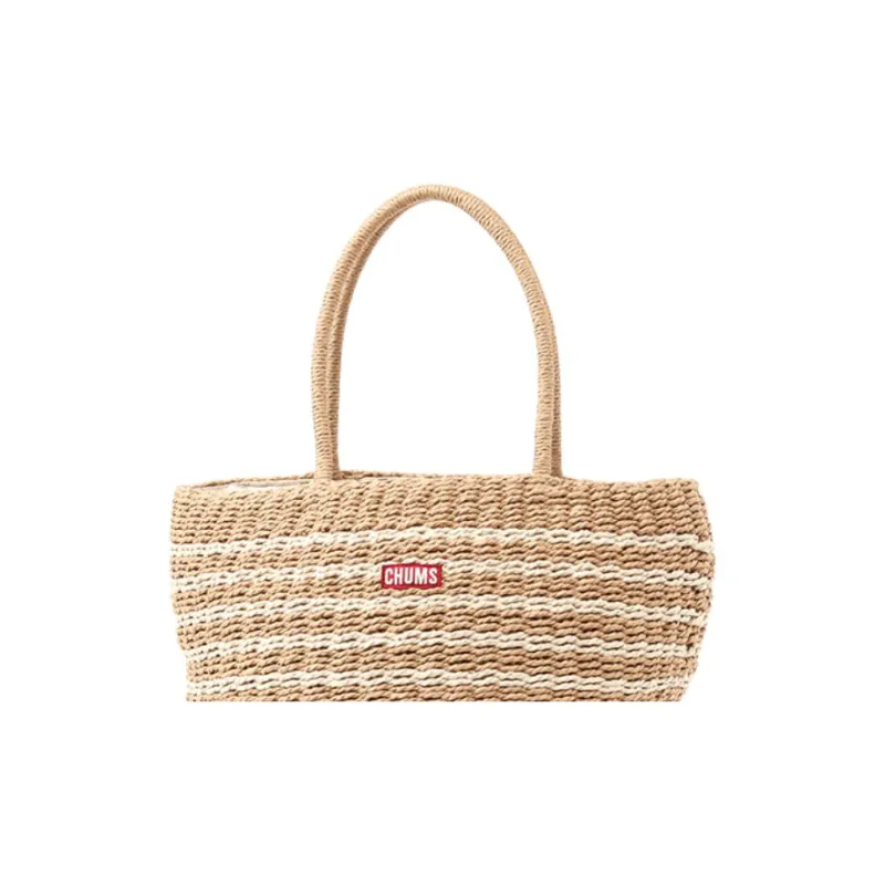 CHUMS Paper Tote Bag, Shopping Bag, Handbag Unisex Light Umber Stripes-3
