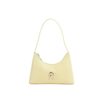 Furla Diamante Fine Grained Leather Shoulder Bag Mini Women's Light Yellow