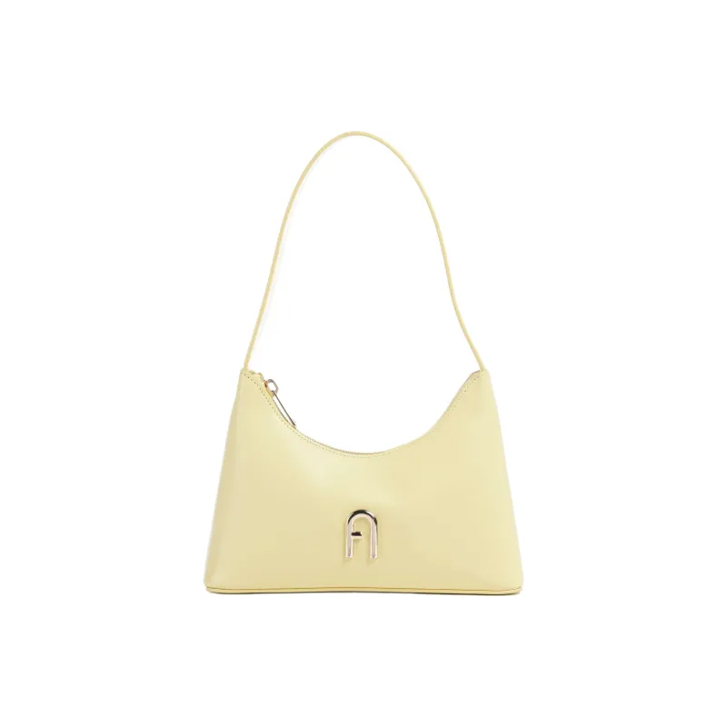 Furla Diamante Fine Grained Leather Shoulder Bag Mini Women's Light Yellow-0