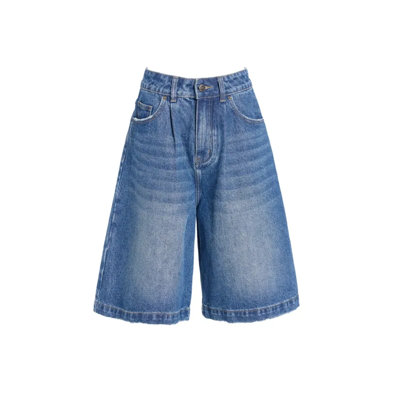 Rose Denim Shorts Women's Vintage Blue-0