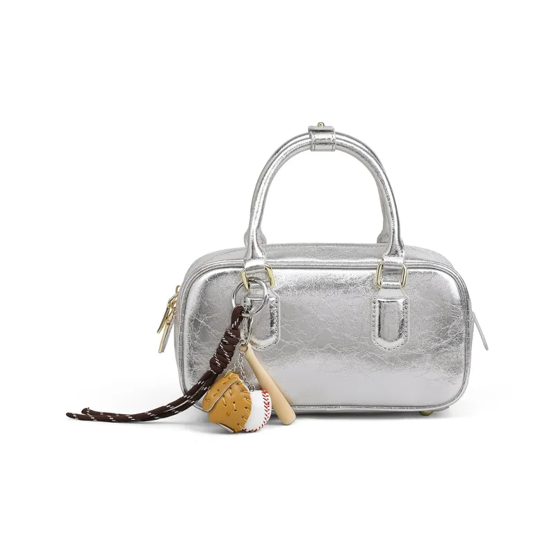 C°BANNER Cow Leather Shoulder Bag, Crossbody Bag, Handbag Trumpets Women's Silver-2