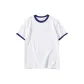 White with Navy Blue Edge