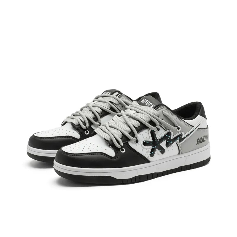 B.Duck Summer Travis Scott X AJ1 Lightning Collection Skateboard Shoes Unisex Low Top Black/White-1