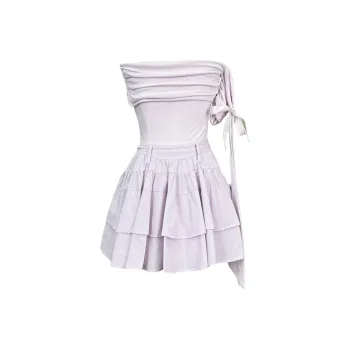 Udon House Two Piece Skirt Sets Women's Purple Clothing Sets