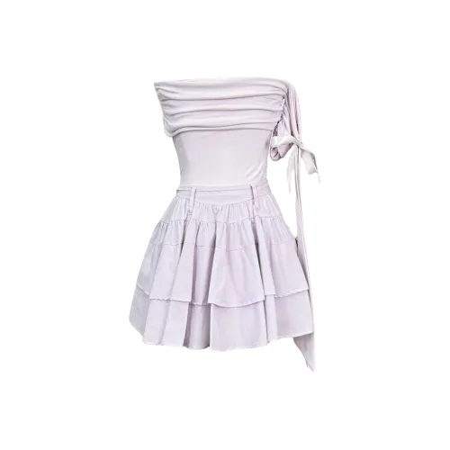 Udon House Two Piece Skirt Sets Women's Purple Clothing Sets