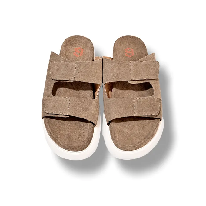 Brounvanm Rubber Foam Outsole Slip Resistant Abrasion Resistant Quick Dry Slide Slippers Men's Apricot-1