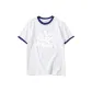 White with Navy Blue Edge